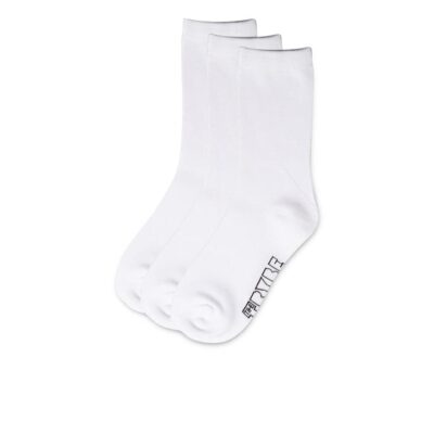 Trybe Socks Crew Sock 3 Pack Kids White Unisex Size 13-3