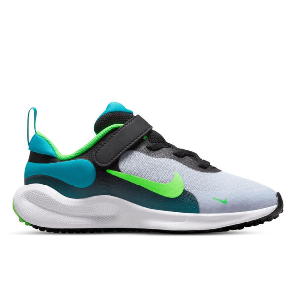Nike Revolution 7 Kids Black/Green Strike-Football Grey Unisex Size 8C