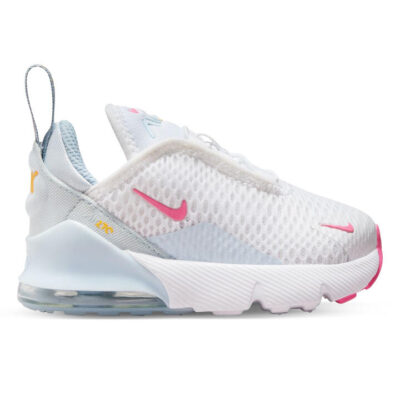 Nike Air Max 270 Kids White/Pinksicle-Blue Tint-Lt Armory Blue Unisex Size 8