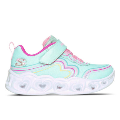Skechers Heart Lights Kids Turquoise/Multi Unisex Size 7