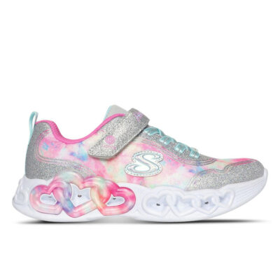 Skechers Infinite Heart Lights - Colour Lovin Kids Silver/Multi Unisex Size 2