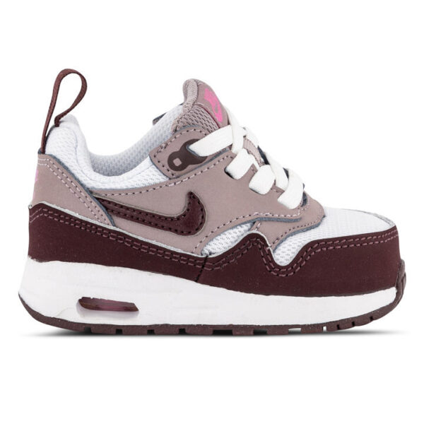 Nike Air Max 1 Easyon Kids White/Burgundy Crush-Lt Violet Ore Unisex Size 5