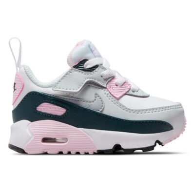 Nike Air Max 90 Easyon Kids White/Wolf Grey-Pink Foam -Armory Navy Unisex Size 5