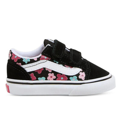 Vans Old Skool V Kids Glitter Flower Power Multi/True White Unisex Size 7