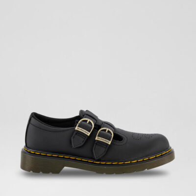 8065 Mary Jane Junior Black Softy Leather Flat Shoes