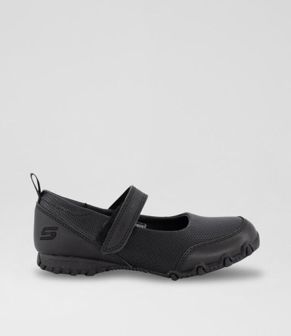 Biker A P Junior Black Leather Flat Shoes