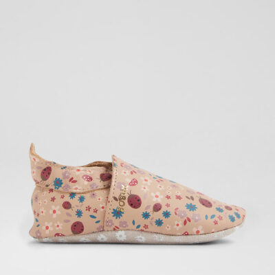 Ss Enchantment Infant Beige Floral Leather Flat Shoes