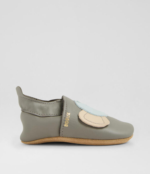 Ss Elephant Infant Grey Leather Flat Shoes