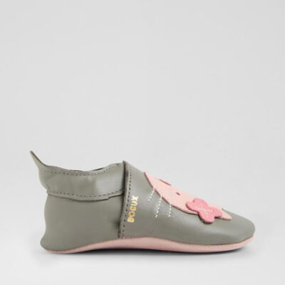 Ss Kitten Infant Grey Leather Flat Shoes