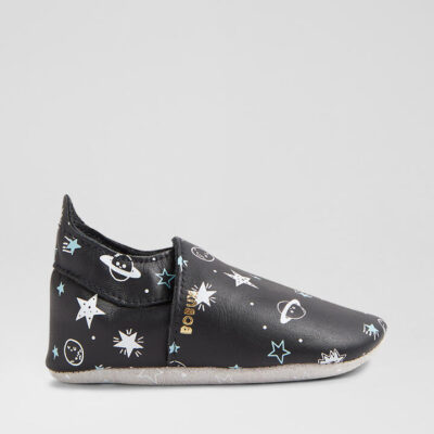 Ss Outerspace Infant Black Leather Flat Shoes