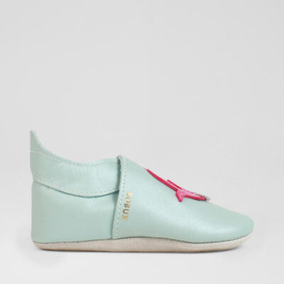 Ss Stardust Infant Aqua Shimmer Leather Flat Shoes