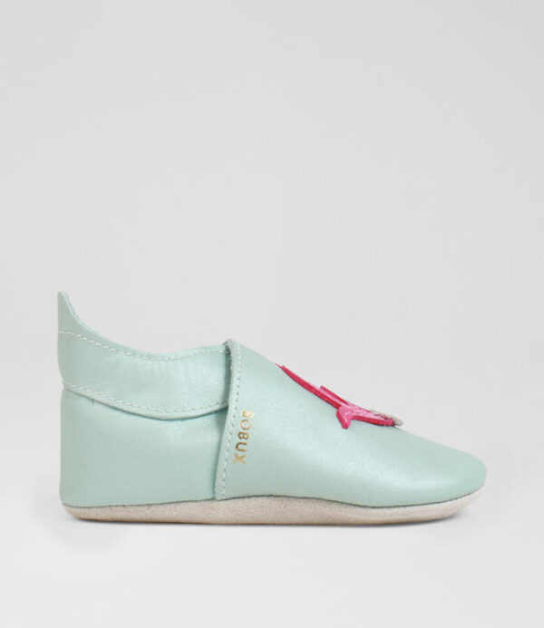 Ss Stardust Infant Aqua Shimmer Leather Flat Shoes