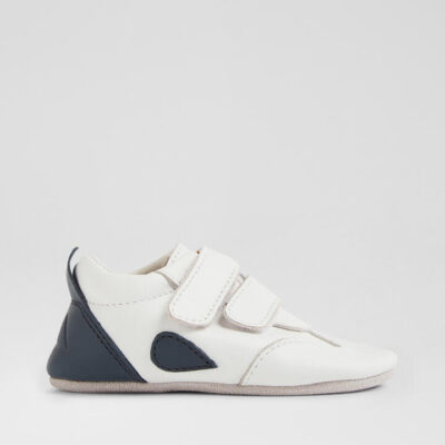 Ss Pitch Infant White Navy Leather Flat Shoes
