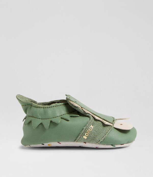 Ss Snap Infant Olive Leather Flat Shoes
