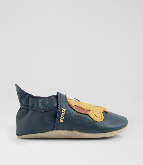 Ss Leopard Infant Navy Leather Flat Shoes