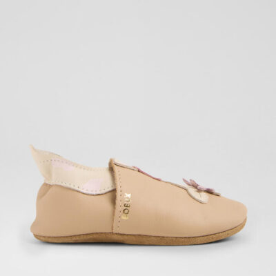 Ss Giraffe Infant Beige Leather Flat Shoes