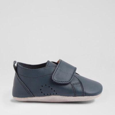 Ss Grass Court Mini Infant Navy Leather Flat Shoes