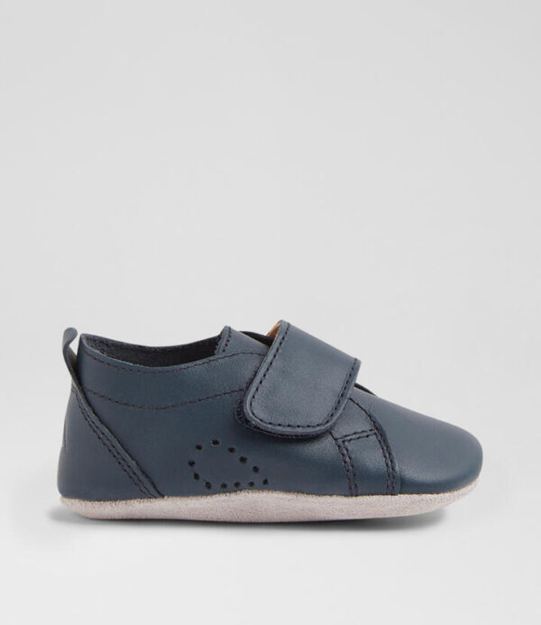 Ss Grass Court Mini Infant Navy Leather Flat Shoes