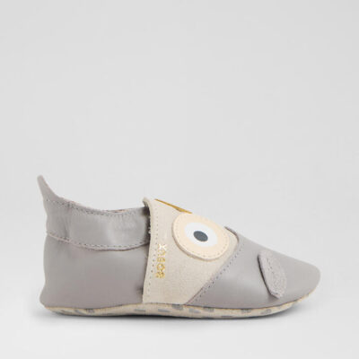 Ss Hootie Infant Gull Grey Leather Flat Shoes