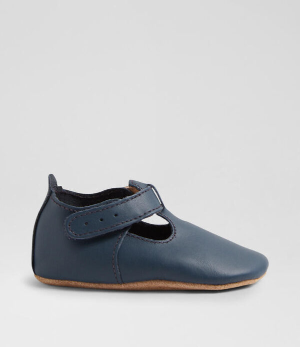 Ss Jack And Jill Infant Navy Leather Flat Shoes