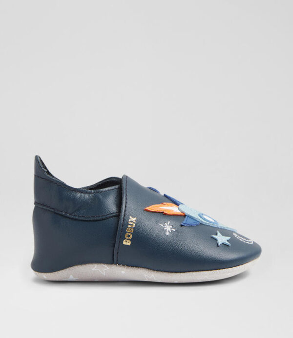Ss Cosmic Rocket Infant Navy Leather Flat Shoes