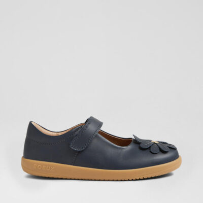 Kp Pixie Navy Leather Flat Shoes