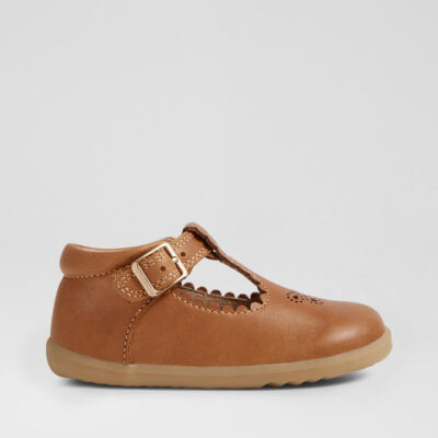 Su Poppy Caramel Leather Flat Shoes