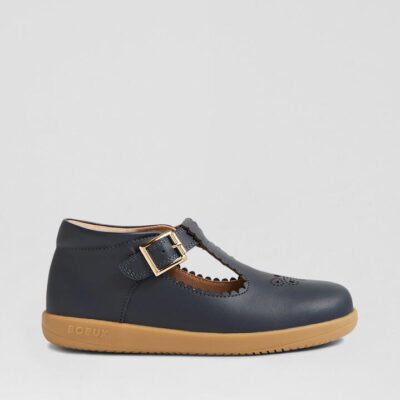 Kp Poppy Navy Leather Flat Shoes
