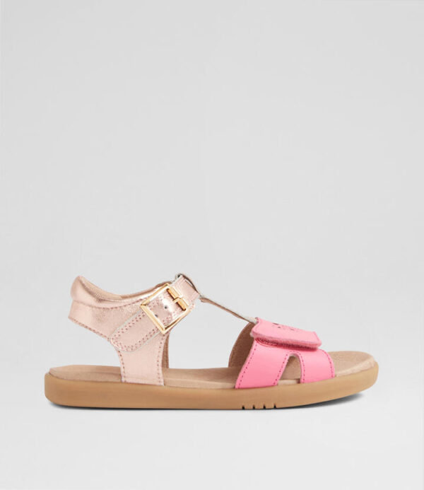 Kp Haven Junior Rose Gold Pink Lemonade Leather Sandals