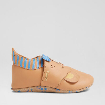 Ss Smart Bear Biscuit Leather Flat Shoes