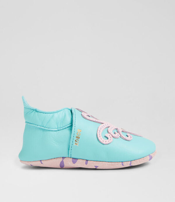 Ss Octopus Pool Blue Leather Flat Shoes