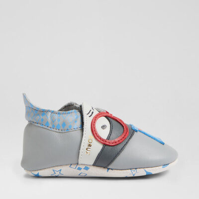 Ss Silly Seal Griffin Grey Leather Flat Shoes