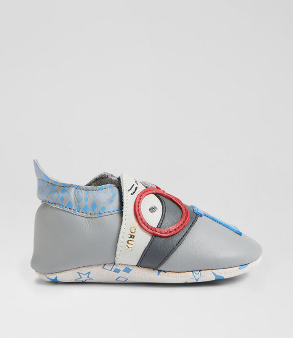 Ss Silly Seal Griffin Grey Leather Flat Shoes