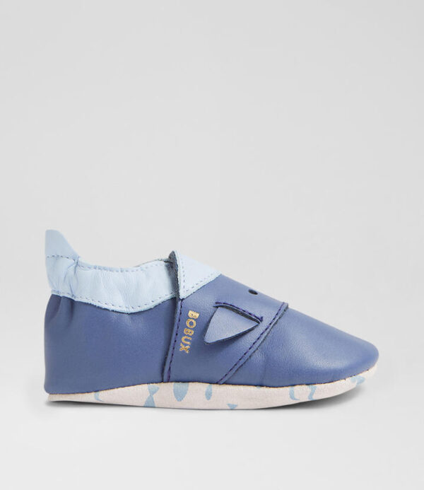 Ss Whale Blue Indigo Leather Flat Shoes