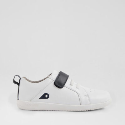 Kp Pace Optical White Navy Leather Flat Shoes