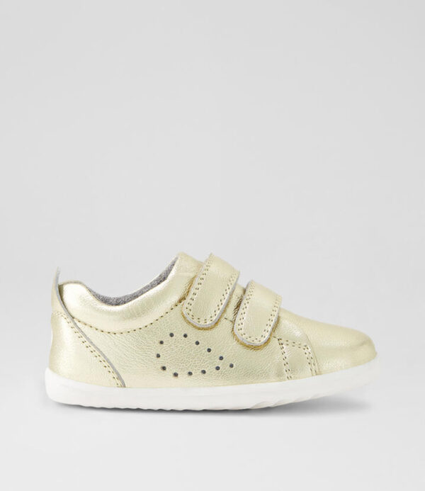 Su Grass Court Pale Gold Leather Flat Shoes