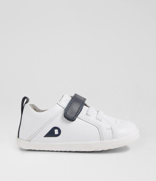 Su Pace Infant Optical White Navy Leather Flat Shoes