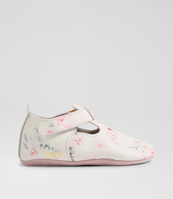 Ss Camille T Bar Infant White Peachskin Leather Flat Shoes