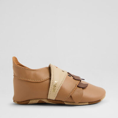Ss Mooley Cow Infant Caramel Leather Flat Shoes