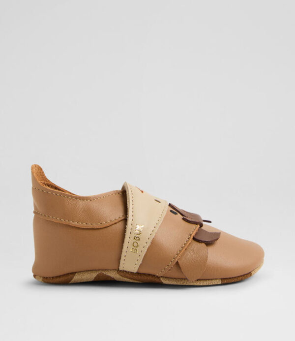 Ss Mooley Cow Infant Caramel Leather Flat Shoes