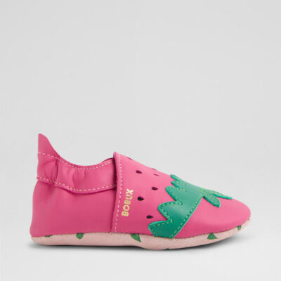 Ss Strawberry Infant Pink Winter Green Leather Flat Shoes