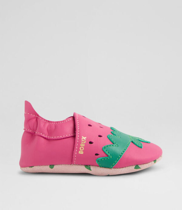 Ss Strawberry Infant Pink Winter Green Leather Flat Shoes