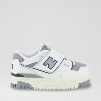 550 Toddler White Grey Leather Sneakers
