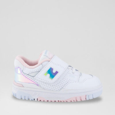 550 Toddler White Pink Metallic Leather Sneakers