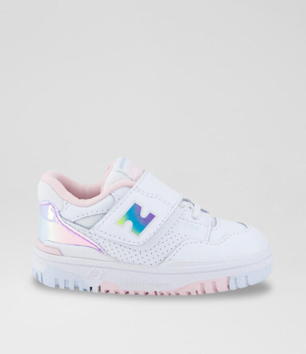 550 Toddler White Pink Metallic Leather Sneakers
