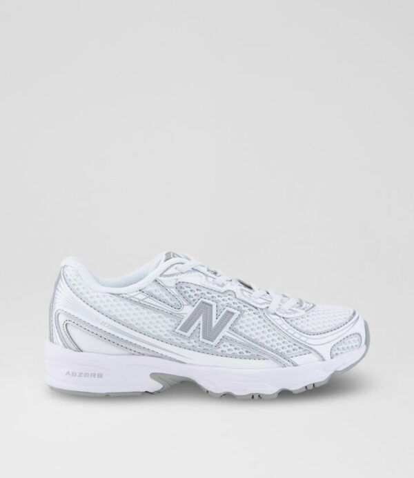 740 Junior White Silver Mesh Sneakers
