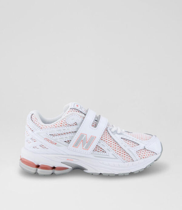 1906 Junior White Silver Pink Mesh Sneakers