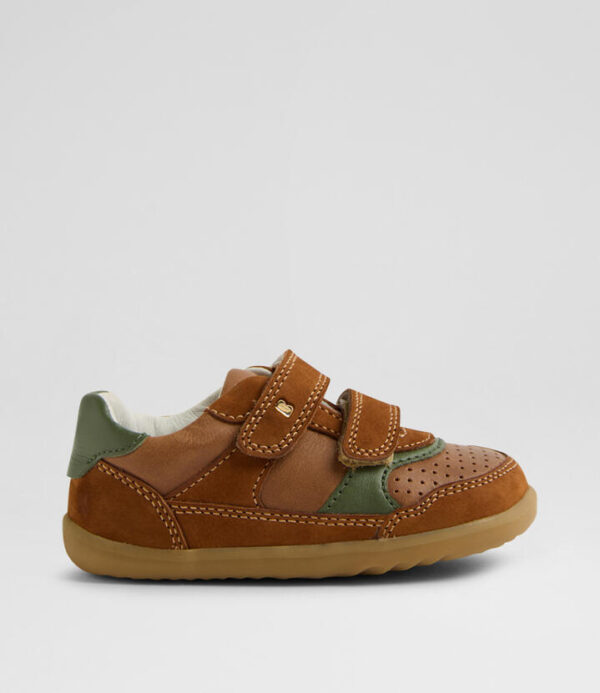 Su Hunter Toddler Caramel Bronze Green Leather Flat Shoes