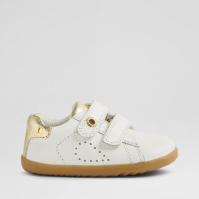 Su Maverick Toddler White Light Gold Leather Flat Shoes
