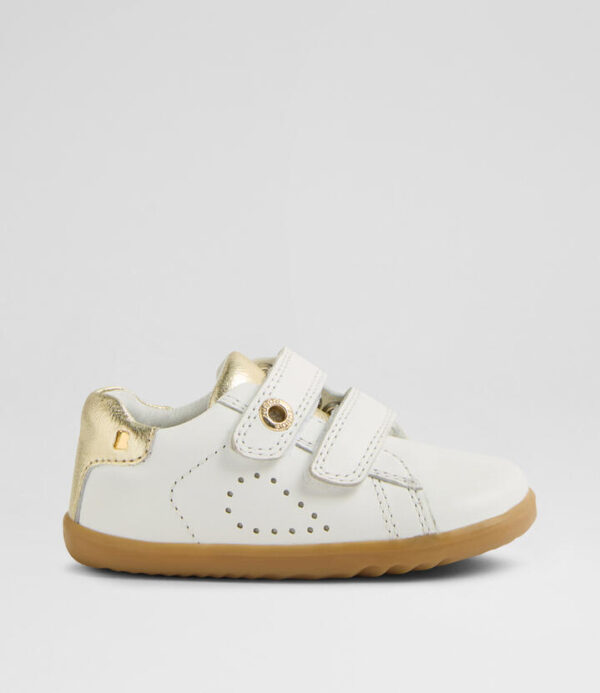Su Maverick Toddler White Light Gold Leather Flat Shoes